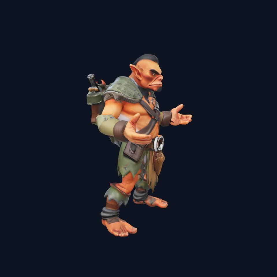Fierce Goblin Warrior D Model  Rigged and Animated